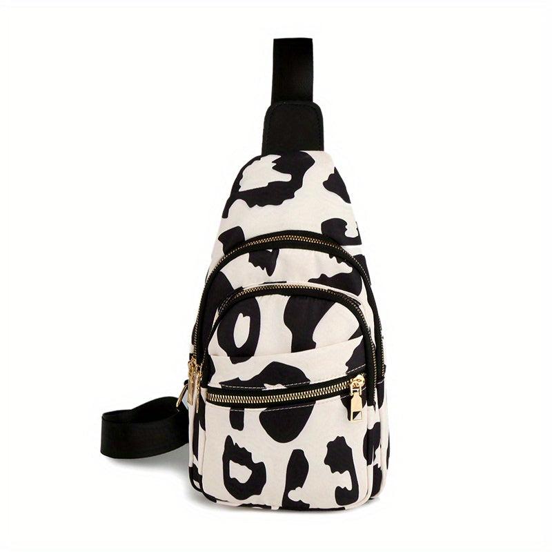 Pink Leopard Print Chest Bag Women's Crossbody Shoulder Purse