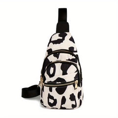 Pink Leopard Print Chest Bag Women's Crossbody Shoulder Purse