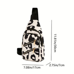Pink Leopard Print Chest Bag Women's Crossbody Shoulder Purse