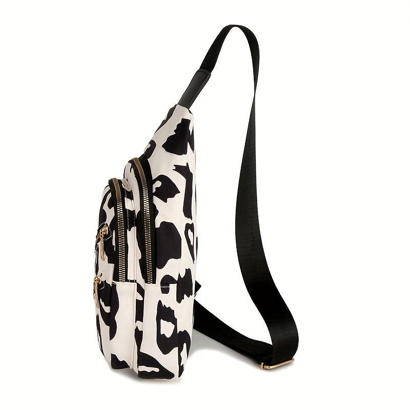 Pink Leopard Print Chest Bag Women's Crossbody Shoulder Purse