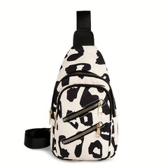 Pink Leopard Print Chest Bag Women's Crossbody Shoulder Purse