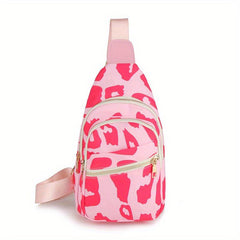 Pink Leopard Print Chest Bag Women's Crossbody Shoulder Purse