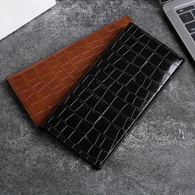 Men's Stone Pattern Leather Long Wallet Card Holder Clutch Bag Money Clip