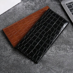 Men's Stone Pattern Leather Long Wallet Card Holder Clutch Bag Money Clip