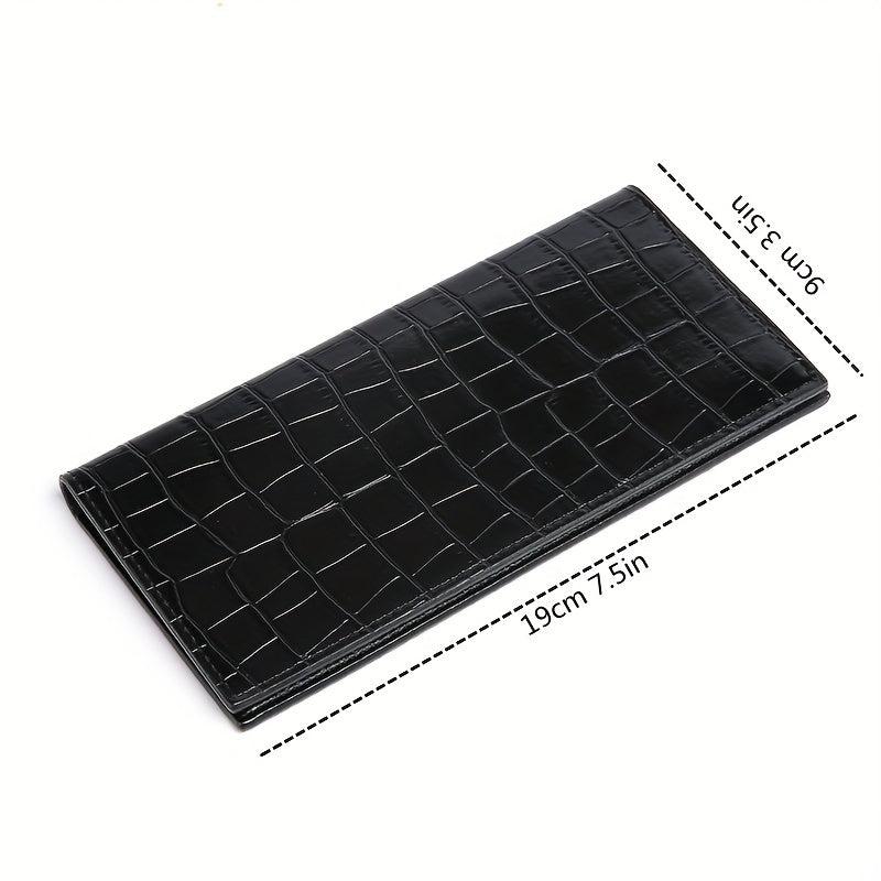 Men's Stone Pattern Leather Long Wallet Card Holder Clutch Bag Money Clip