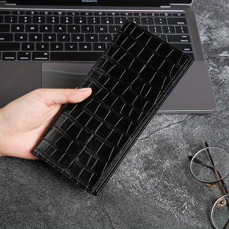 Men's Stone Pattern Leather Long Wallet Card Holder Clutch Bag Money Clip