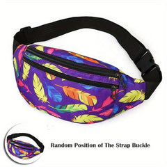 Feather Pattern Chest Bag Zipper Crossbody Bag