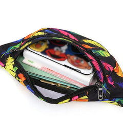Feather Pattern Chest Bag Zipper Crossbody Bag