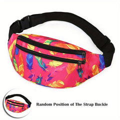 Feather Pattern Chest Bag Zipper Crossbody Bag