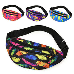 Feather Pattern Chest Bag Zipper Crossbody Bag