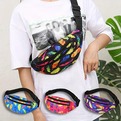 Feather Pattern Chest Bag Zipper Crossbody Bag