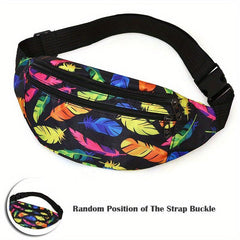 Feather Pattern Chest Bag Zipper Crossbody Bag
