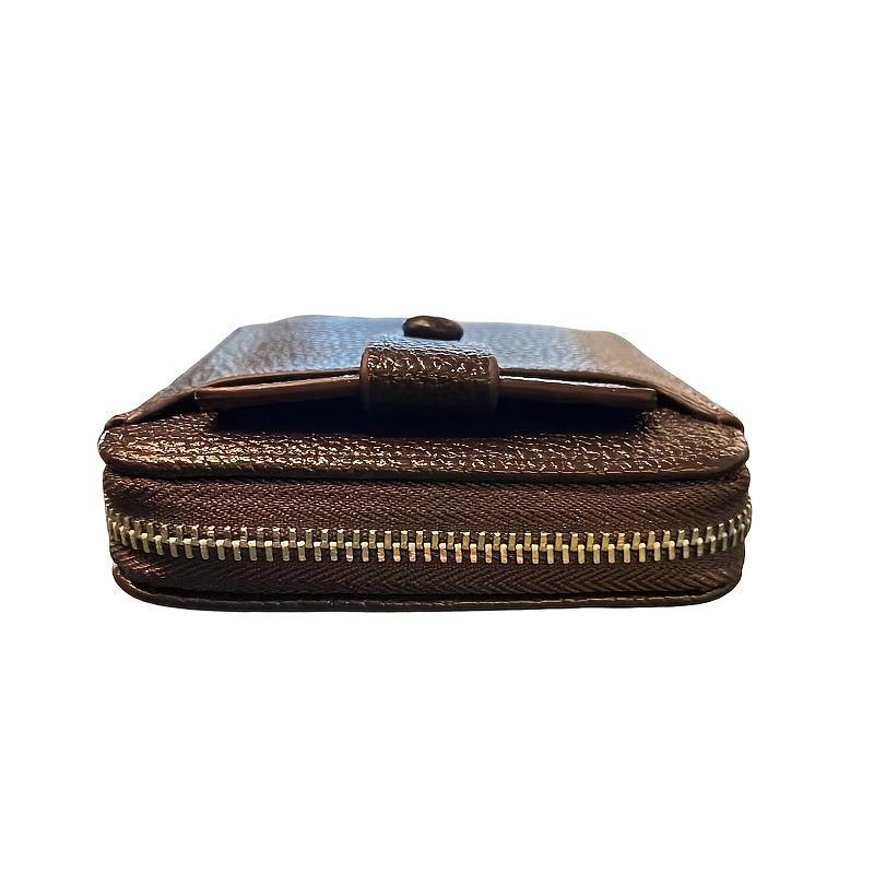 Men's Zipper Card Holder Short Wallet Leather Large Capacity Vintage Coin Purse