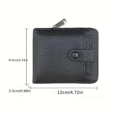 Men's Zipper Card Holder Short Wallet Leather Large Capacity Vintage Coin Purse