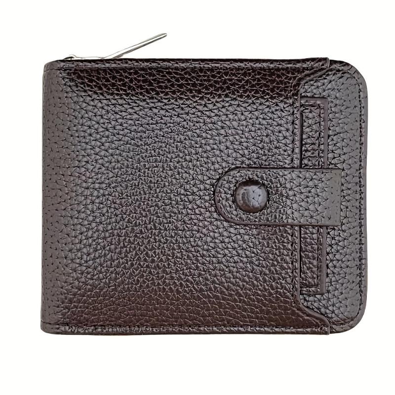 Men's Zipper Card Holder Short Wallet Leather Large Capacity Vintage Coin Purse