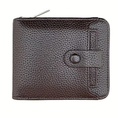 Men's Zipper Card Holder Short Wallet Leather Large Capacity Vintage Coin Purse