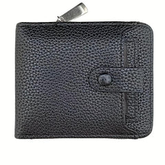 Men's Zipper Card Holder Short Wallet Leather Large Capacity Vintage Coin Purse