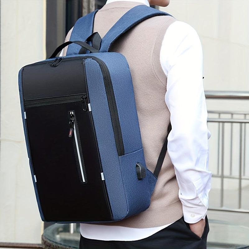 Men's Waterproof Backpack School Laptop Backpack with USB Charging Port