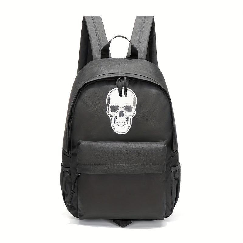 Skull Pattern Zipper Backpack Halloween School Daypack
