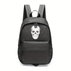 Skull Pattern Zipper Backpack Halloween School Daypack