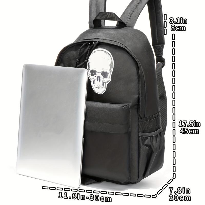 Skull Pattern Zipper Backpack Halloween School Daypack