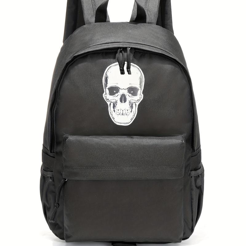 Skull Pattern Zipper Backpack Halloween School Daypack
