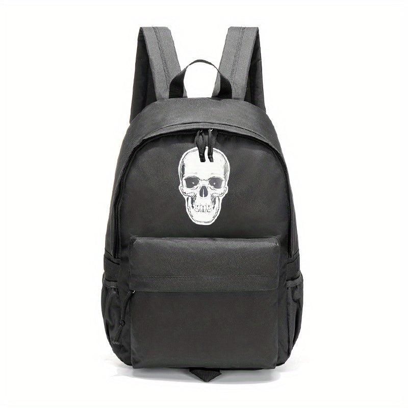 Skull Pattern Zipper Backpack Halloween School Daypack