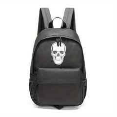 Skull Pattern Zipper Backpack Halloween School Daypack