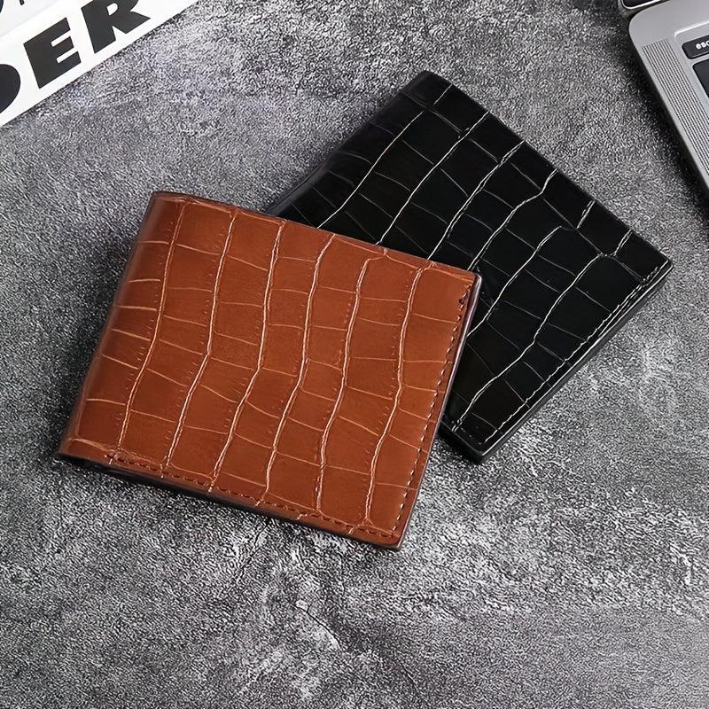 Men's Crocodile Pattern Short Wallet Credit Card Bag Coin Purse