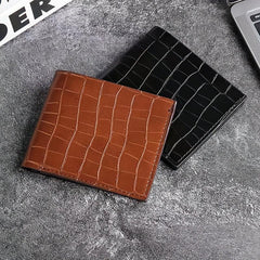 Men's Crocodile Pattern Short Wallet Credit Card Bag Coin Purse