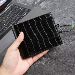 Men's Crocodile Pattern Short Wallet Credit Card Bag Coin Purse