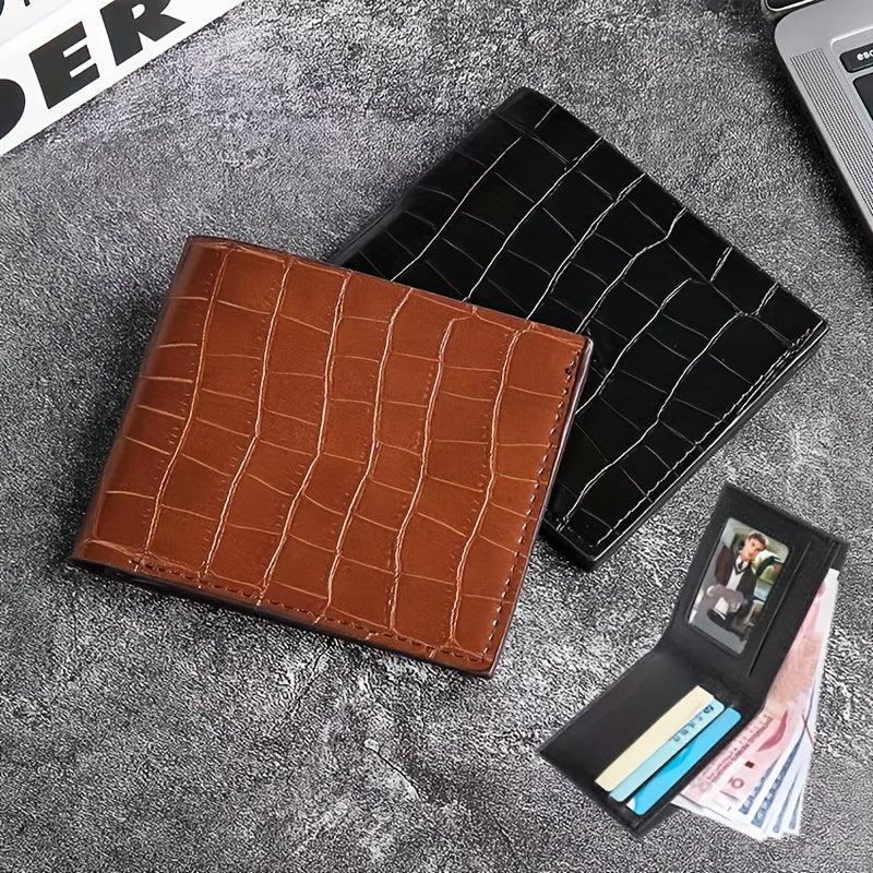 Men's Crocodile Pattern Short Wallet Credit Card Bag Coin Purse