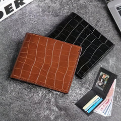 Men's Crocodile Pattern Short Wallet Credit Card Bag Coin Purse