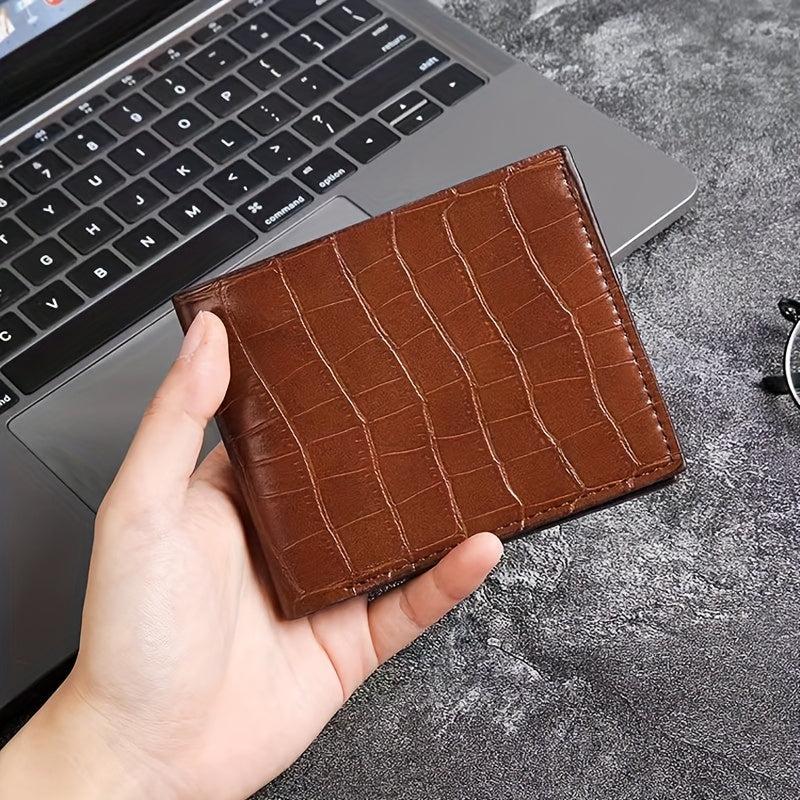 Men's Crocodile Pattern Short Wallet Credit Card Bag Coin Purse