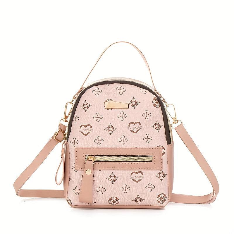 Mini Floral Printed PU Leather Backpack for Women