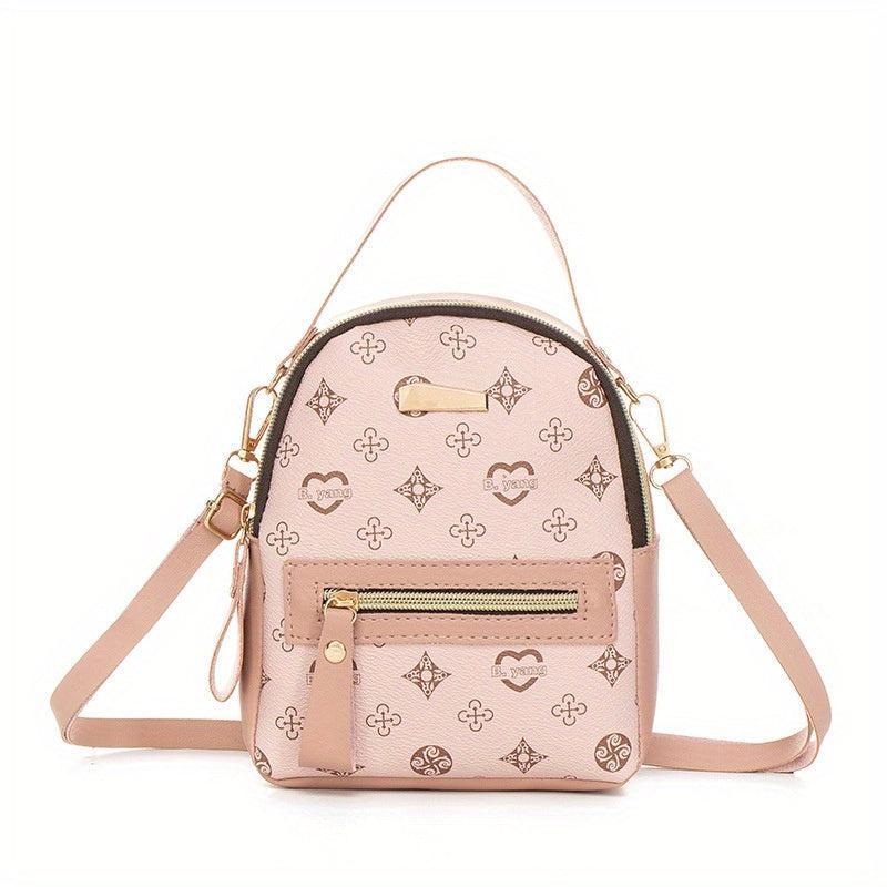 Mini Floral Printed PU Leather Backpack for Women