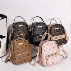 Mini Floral Printed PU Leather Backpack for Women