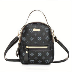 Mini Floral Printed PU Leather Backpack for Women