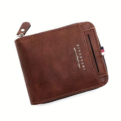Men's Zipper Card Holder Short Wallet Vintage Multifunctional Card Bag