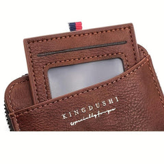 Men's Zipper Card Holder Short Wallet Vintage Multifunctional Card Bag