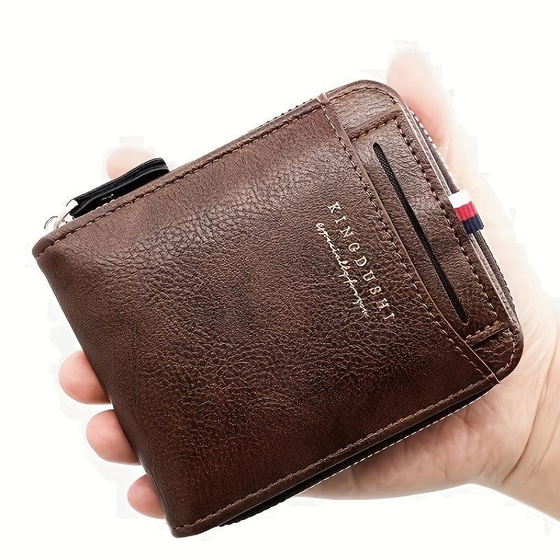 Men's Zipper Card Holder Short Wallet Vintage Multifunctional Card Bag