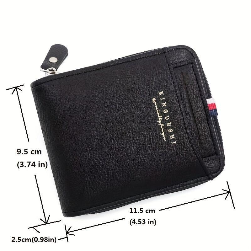 Men's Zipper Card Holder Short Wallet Vintage Multifunctional Card Bag