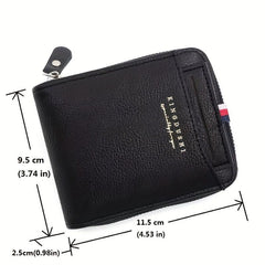 Men's Zipper Card Holder Short Wallet Vintage Multifunctional Card Bag