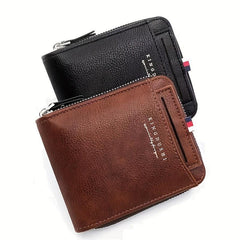 Men's Zipper Card Holder Short Wallet Vintage Multifunctional Card Bag