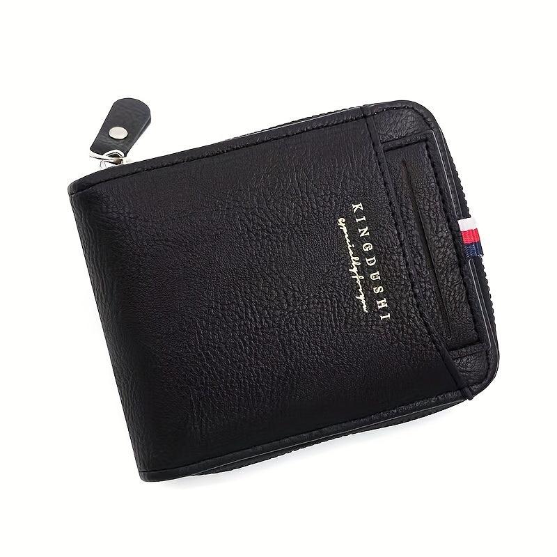 Men's Zipper Card Holder Short Wallet Vintage Multifunctional Card Bag
