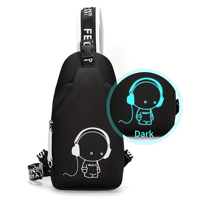 2pcs Cartoon Print Backpack Set Large Capacity Casual Travel School Bag