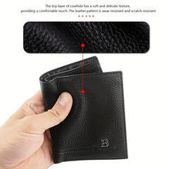 Men's Leather Short Wallet Money Clip Card Holder