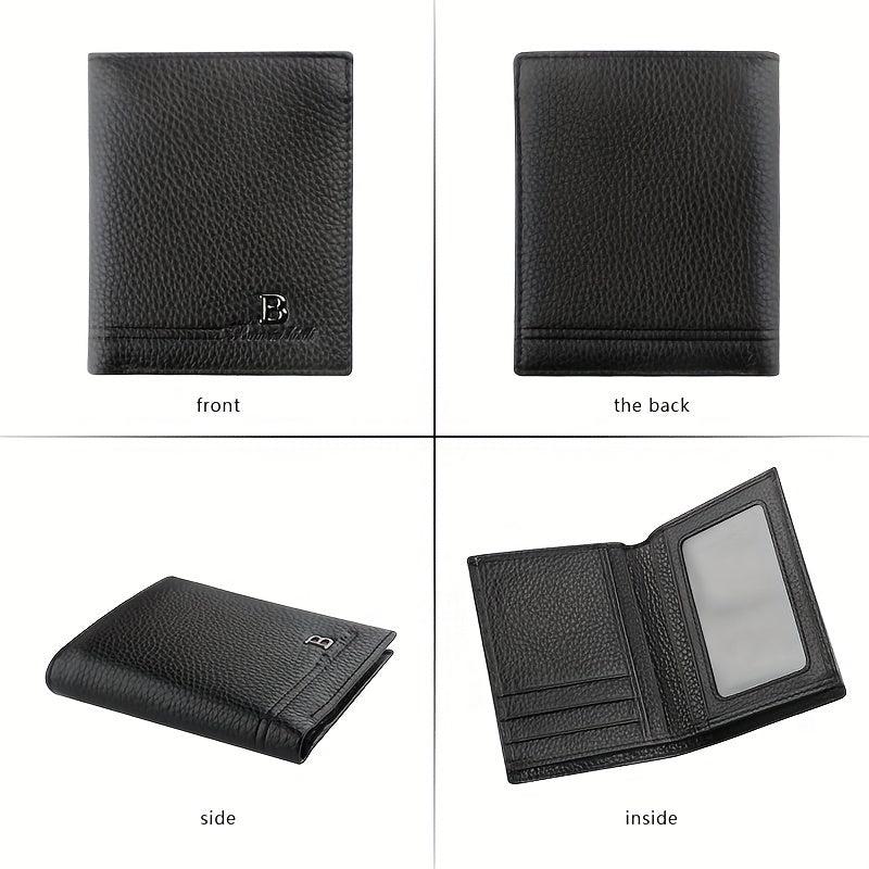 Men's Leather Short Wallet Money Clip Card Holder