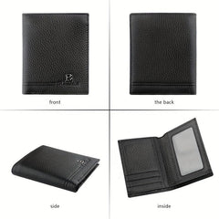 Men's Leather Short Wallet Money Clip Card Holder