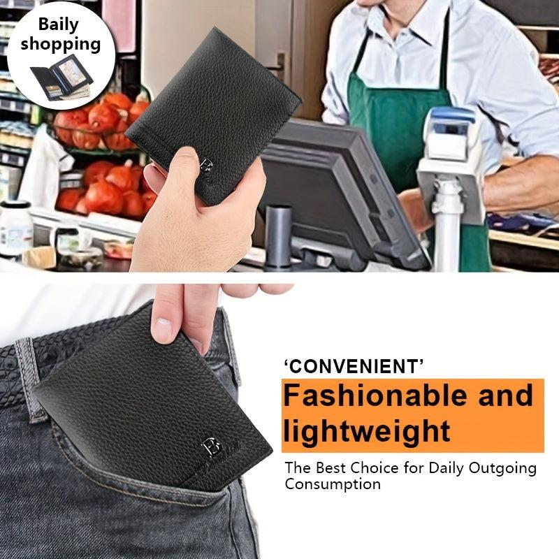 Men's Leather Short Wallet Money Clip Card Holder